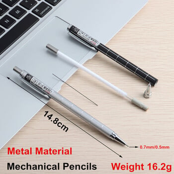 GENKKY Mechanical Pencils Πλήρες Μεταλλικό Υλικό Μολύβι για Σχολικό Γραφείο HB 0,7,0,5mm Πένα Ζωγραφικής Students Stationery Δώρο