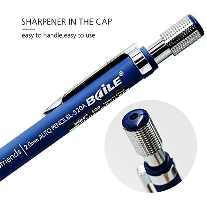 2,0 mm set mehaničkih olovaka 2B automatske olovke s ulošcima u boji/crne boje za nacrte crteža, izradu, umjetničke skice