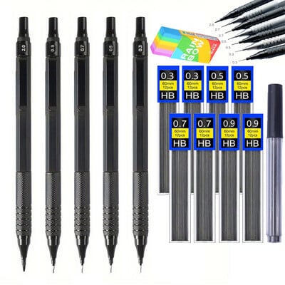 Creative Low Center of Gravity Metal Mechanical Pencil Set 0,3 0,5 0,7 0,9 2,0 Automatic Pencil Lead Art Sketch Painting Writing