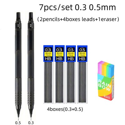 Креативен комплект метални механични моливи с нисък център на тежестта 0,3 0,5 0,7 0,9 2,0 Автоматичен молив Олово Арт Скица Рисуване Писане