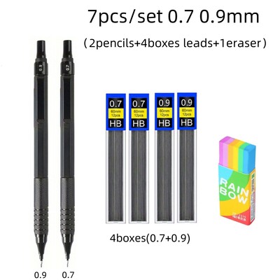 Креативен комплект метални механични моливи с нисък център на тежестта 0,3 0,5 0,7 0,9 2,0 Автоматичен молив Олово Арт Скица Рисуване Писане