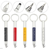 Mini višenamjenska kemijska olovka Stylus od legure s odvijačem Alat za zaslon osjetljiv na dodir Privjesak za ključeve 6-u-1 prijenosne mjerne olovke