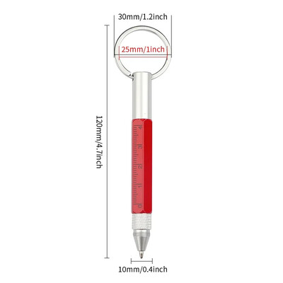 Mini višenamjenska kemijska olovka Stylus od legure s odvijačem Alat za zaslon osjetljiv na dodir Privjesak za ključeve 6-u-1 prijenosne mjerne olovke