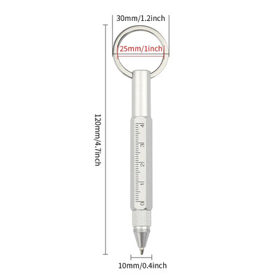 Mini višenamjenska kemijska olovka Stylus od legure s odvijačem Alat za zaslon osjetljiv na dodir Privjesak za ključeve 6-u-1 prijenosne mjerne olovke