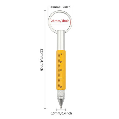 Mini višenamjenska kemijska olovka Stylus od legure s odvijačem Alat za zaslon osjetljiv na dodir Privjesak za ključeve 6-u-1 prijenosne mjerne olovke