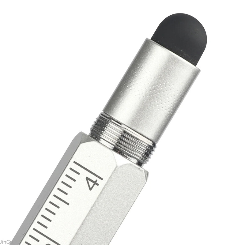 Mini višenamjenska kemijska olovka Stylus od legure s odvijačem Alat za zaslon osjetljiv na dodir Privjesak za ključeve 6-u-1 prijenosne mjerne olovke