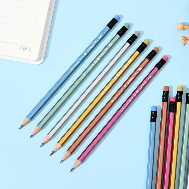 12 kom. HB olovke, metalik boja, metalik prethodno naoštrene olovke za povratak u školu, slatke zabavne olovke za djecu, djevojčice, učenice, učiteljice