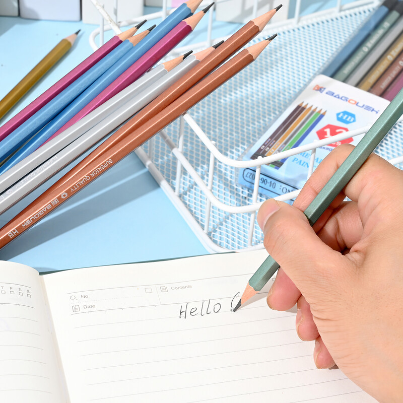 12 kom. HB olovke, metalik boja, metalik prethodno naoštrene olovke za povratak u školu, slatke zabavne olovke za djecu, djevojčice, učenice, učiteljice