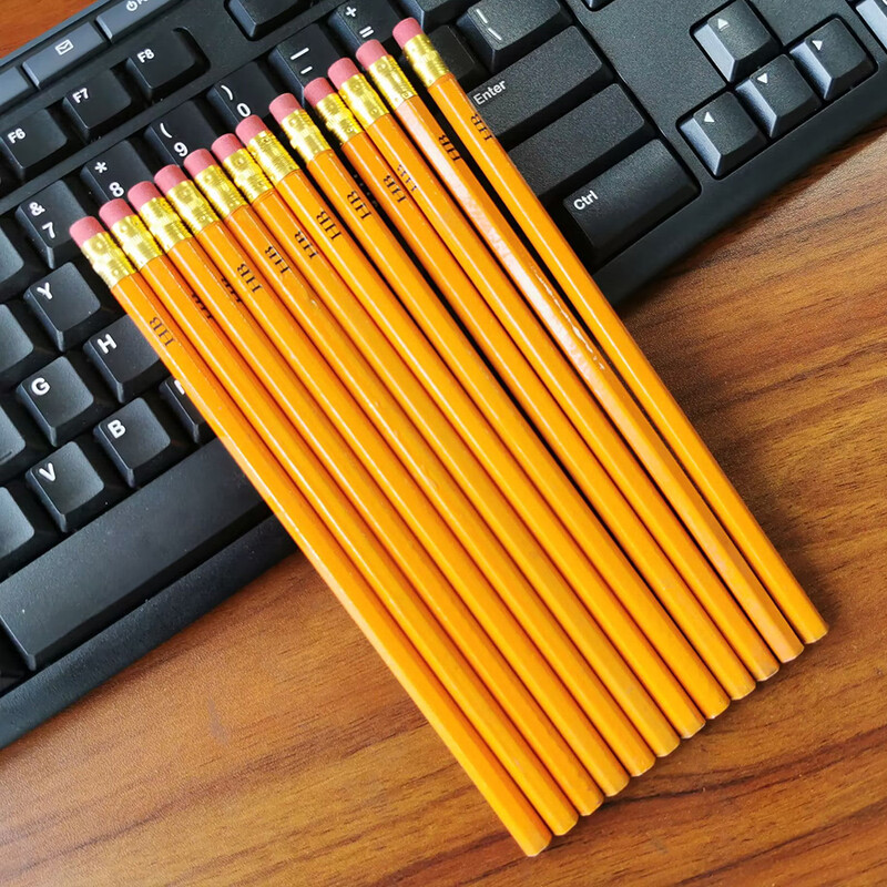 5 бр. Творчески канцеларски материали Дървен шестоъгълен молив с жълт стълб с гумен HB молив за рисуване на учебни пособия