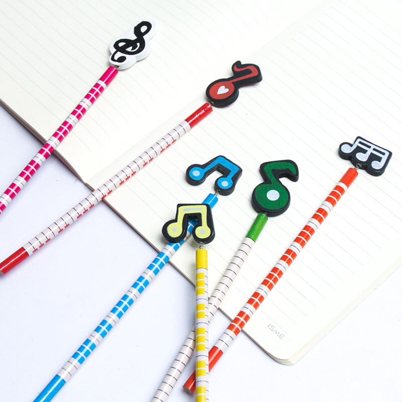 12 Buc Fata Copii Creioane de Craciun Note muzicale Creioane tematice bambus????? cu Leads