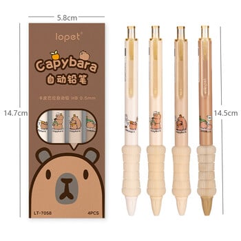 4 τμχ/Σετ Kawaii Capybara Automatic Pencil Cute 0,5mm Μαύρο Μόλυβδο γραφής με μαλακή αφή Μηχανικά μολύβια Μαθητικής Σχολής Γραφικής ύλης