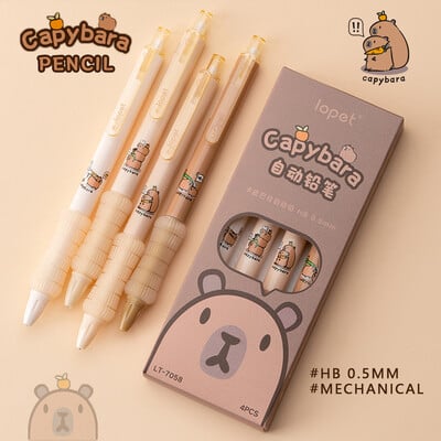 4 db/szett Kawaii Capybara automata ceruza aranyos 0,5 mm-es fekete ólom puha érintés író mechanikus ceruzák diák iskolai írószerek