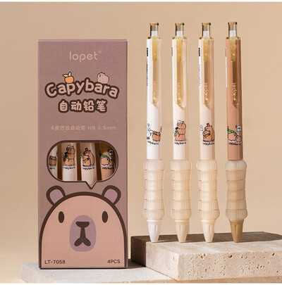4 kom/komplet Kawaii Capybara automatska olovka, slatka 0,5 mm crna olovka, mekana na dodir, mehaničke olovke za pisanje, školske papirnice