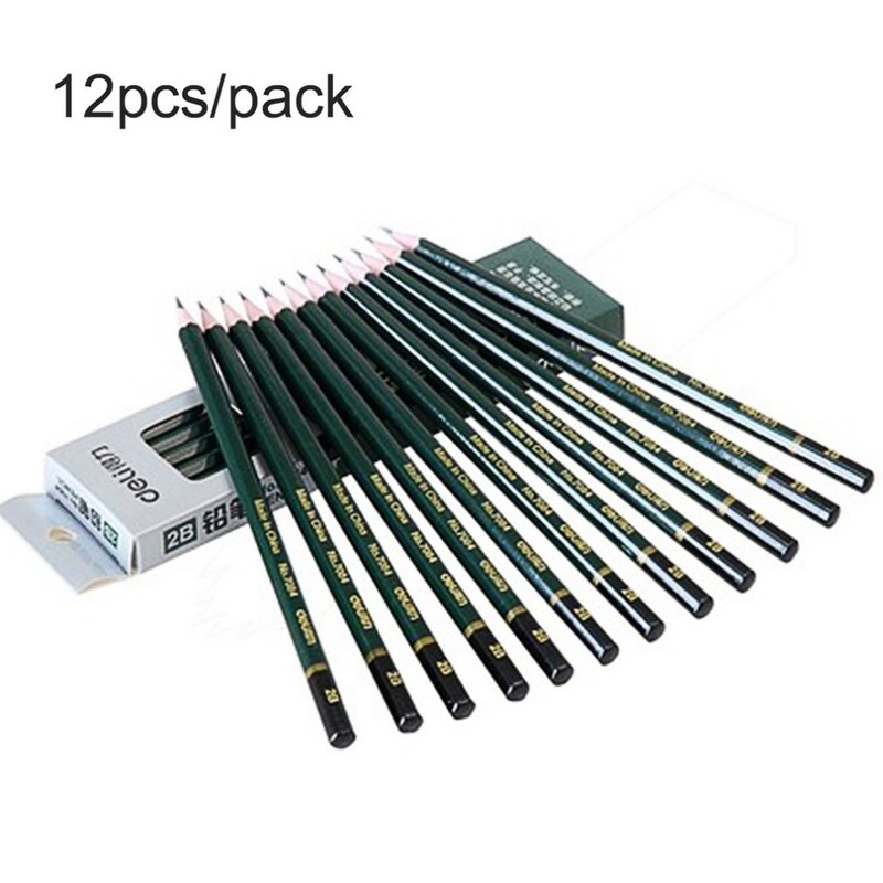 Deli 12 kom/set Olovka za crtanje 2B HB Grafitne ugljene olovke za pisanje skica za djecu početnike Likovni pribor Alati za slikanje