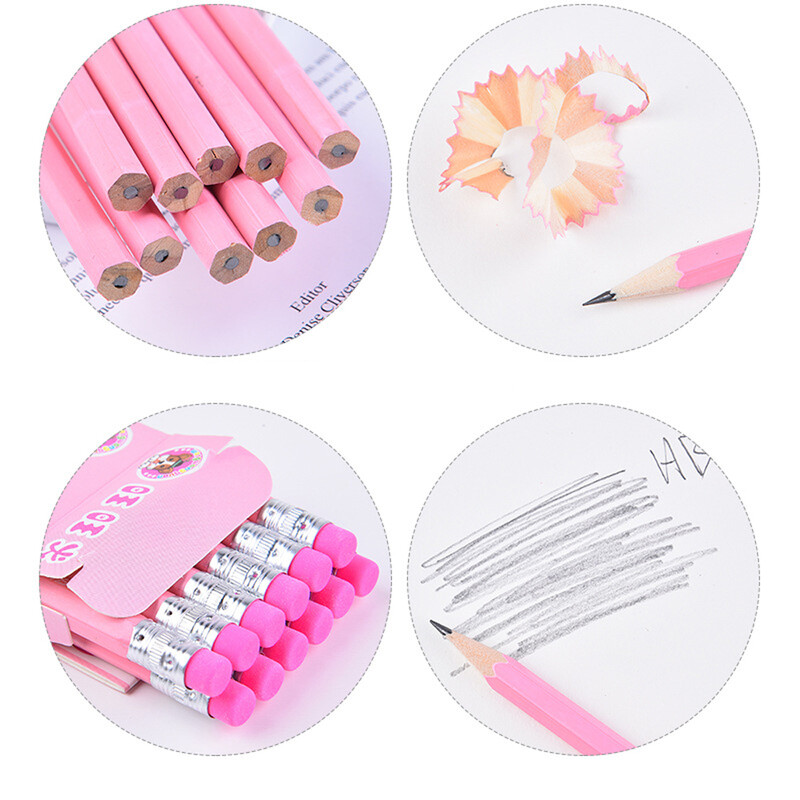 12 бр. / Партида Дървен молив HB Молив с гумичка Детски молив за рисуване Училищни канцеларски материали