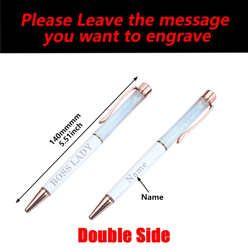 1kom Personalizirano prilagođeno ime Visokokvalitetne metalne Boss Lady Pen crna tinta Pink/Rose Gold/bijela kemijska olovka Boss Lady poklon olovke