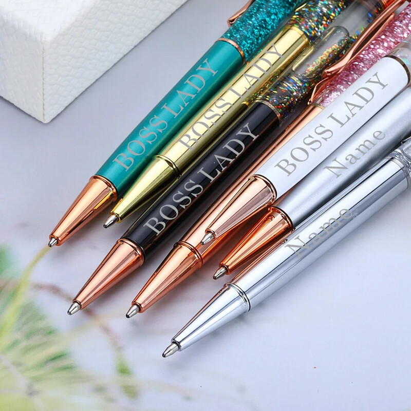1kom Personalizirano prilagođeno ime Visokokvalitetne metalne Boss Lady Pen crna tinta Pink/Rose Gold/bijela kemijska olovka Boss Lady poklon olovke