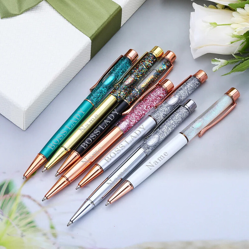 1kom Personalizirano prilagođeno ime Visokokvalitetne metalne Boss Lady Pen crna tinta Pink/Rose Gold/bijela kemijska olovka Boss Lady poklon olovke
