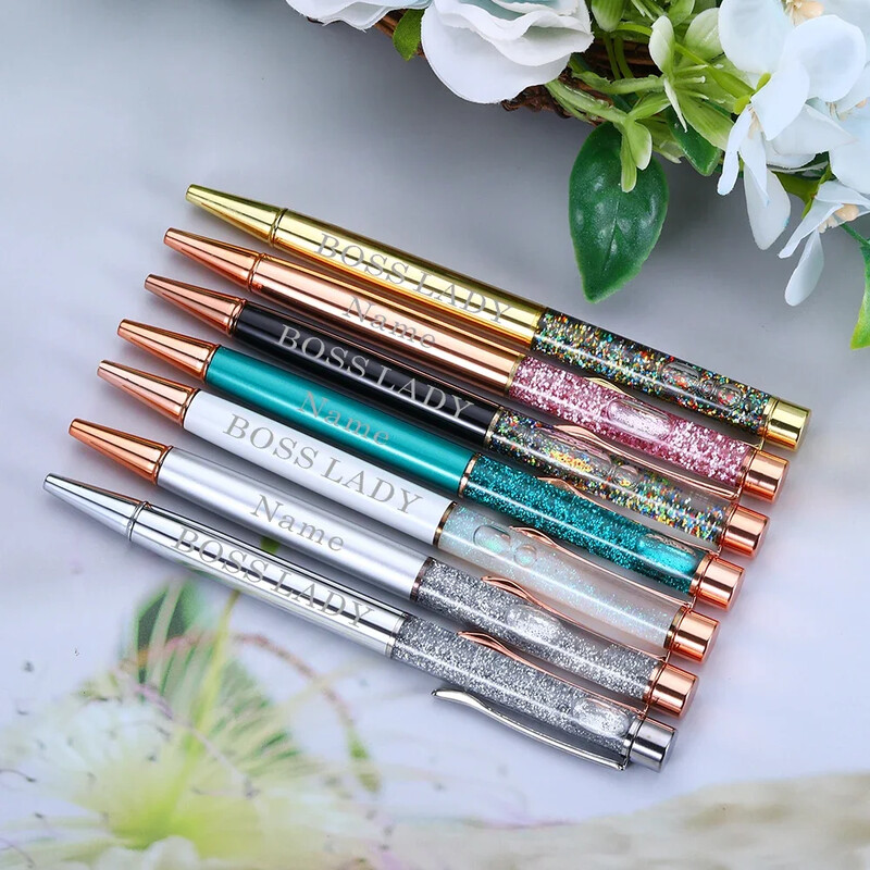 1kom Personalizirano prilagođeno ime Visokokvalitetne metalne Boss Lady Pen crna tinta Pink/Rose Gold/bijela kemijska olovka Boss Lady poklon olovke