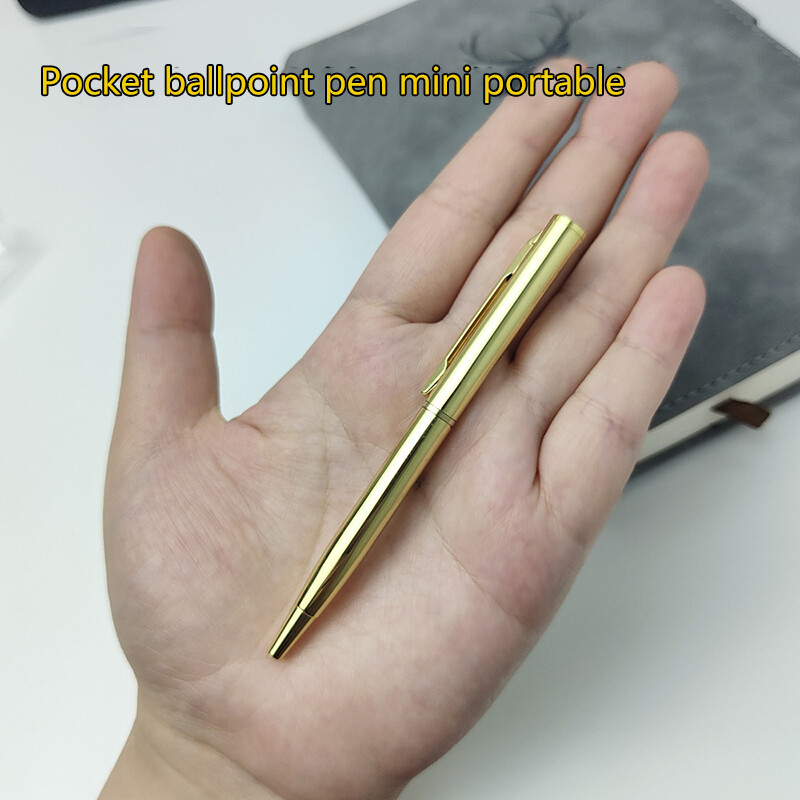 Златна мини химикалка Персонализирано персонализирано лого Издълбано име Креативна джобна къса химикалка Въртяща се преносима писалка за подпис