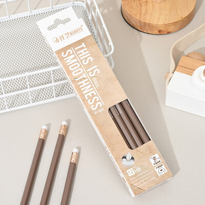 12Pcs/set Monokromatska HB studentska olovka s gumicom Prethodno naoštrena Besplatno šiljilo Kulturni školski pribor Poklon