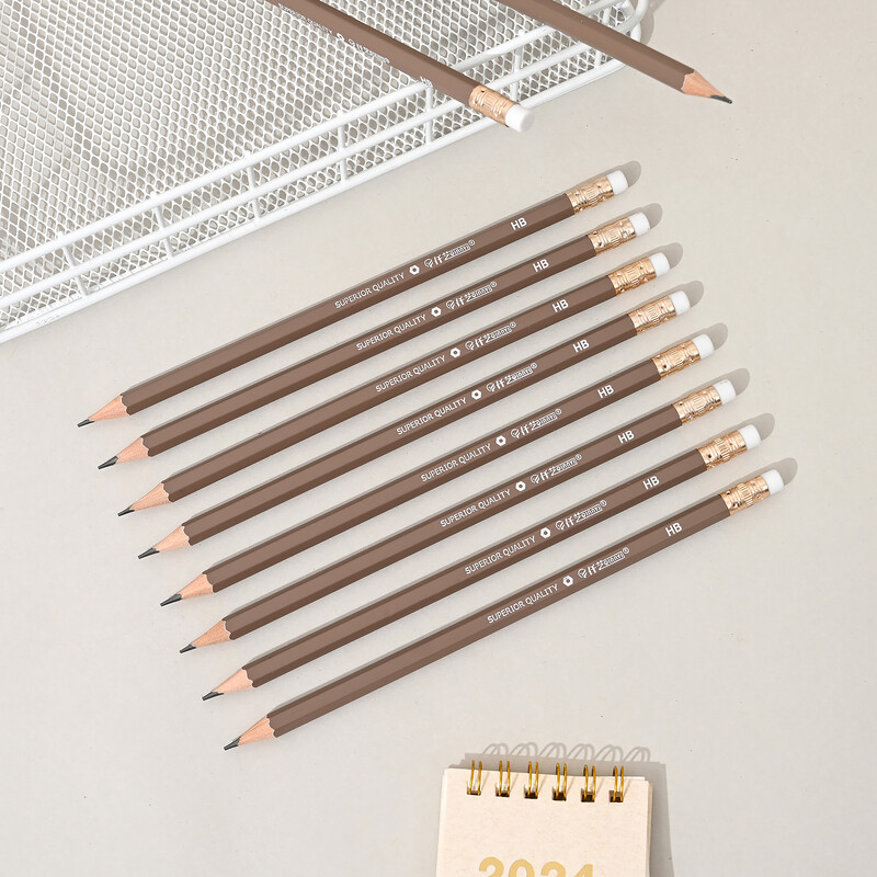 12Pcs/set Monokromatska HB studentska olovka s gumicom Prethodno naoštrena Besplatno šiljilo Kulturni školski pribor Poklon