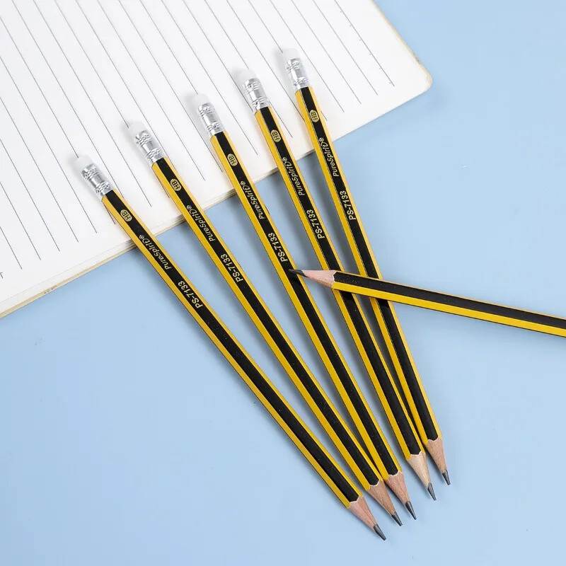 12PCS дървени моливи с гумичка Предварително подострени HB оловни графитни моливи за ученици, момчета и момичета в начално училище, възрастни