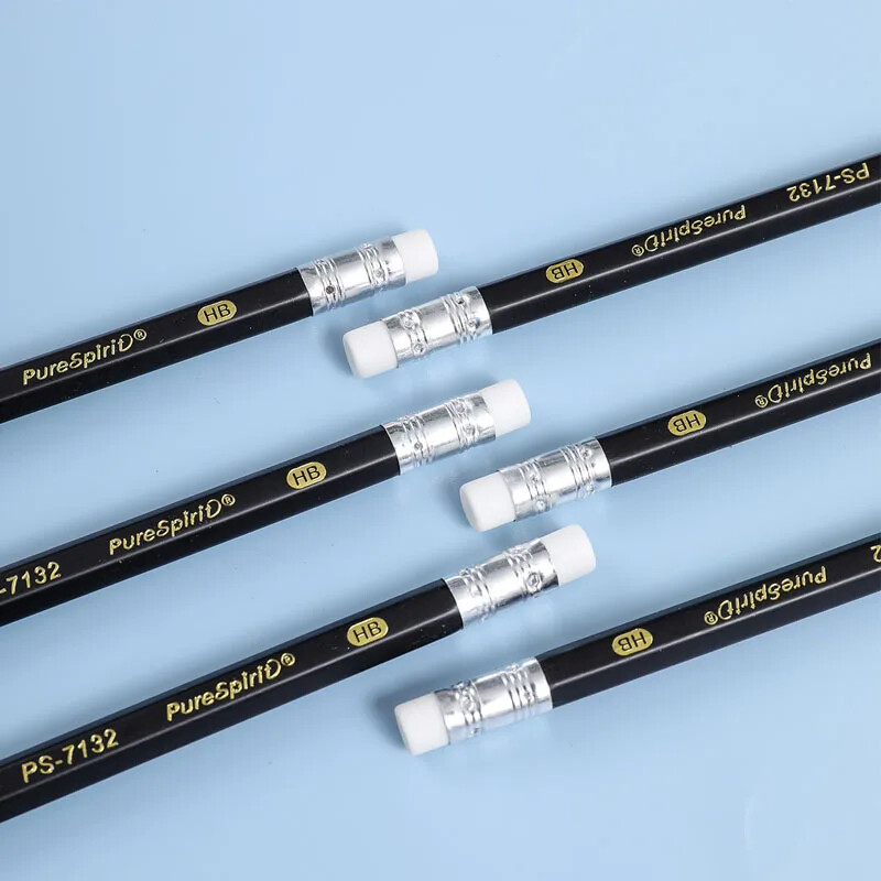 12PCS дървени моливи с гумичка Предварително подострени HB оловни графитни моливи за ученици, момчета и момичета в начално училище, възрастни