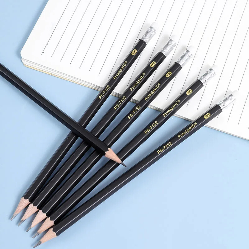 12PCS дървени моливи с гумичка Предварително подострени HB оловни графитни моливи за ученици, момчета и момичета в начално училище, възрастни