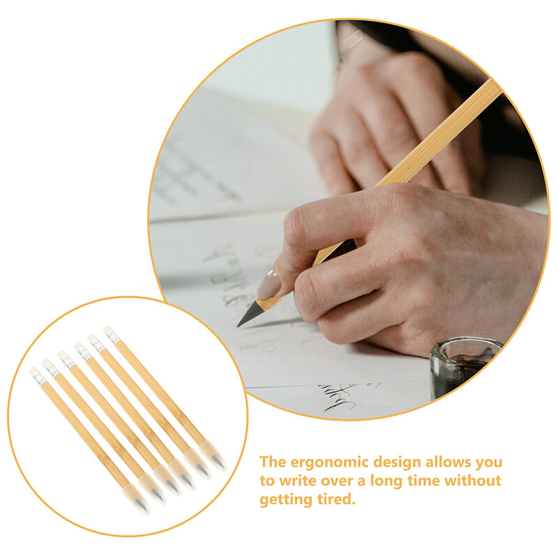 6 бр. графитен молив без мастило, безкрайна гума, вечна скица, дървени моливи, ученик по рисуване