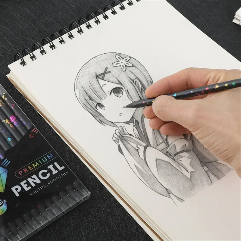 1 комплект HB живопис Молив за рисуване Дървена картина Моливи с черно олово Ученици Пишащи химикалки Сладки канцеларски материали Офис Училищни пособия