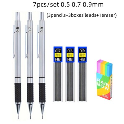 Protuklizna metalna mehanička olovka s mekim držačem i olovkom 0,5/0,7/0,9/2,0 mm automatska olovka za crtanje, skiciranje, pribor za pisanje