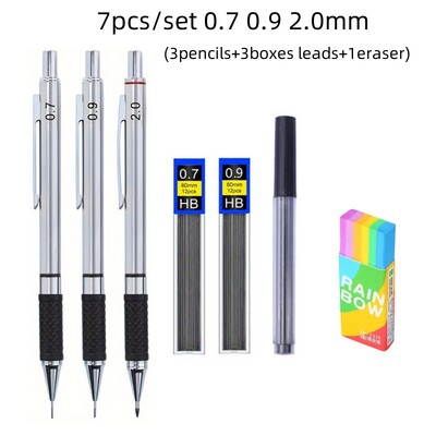 Protuklizna metalna mehanička olovka s mekim držačem i olovkom 0,5/0,7/0,9/2,0 mm automatska olovka za crtanje, skiciranje, pribor za pisanje