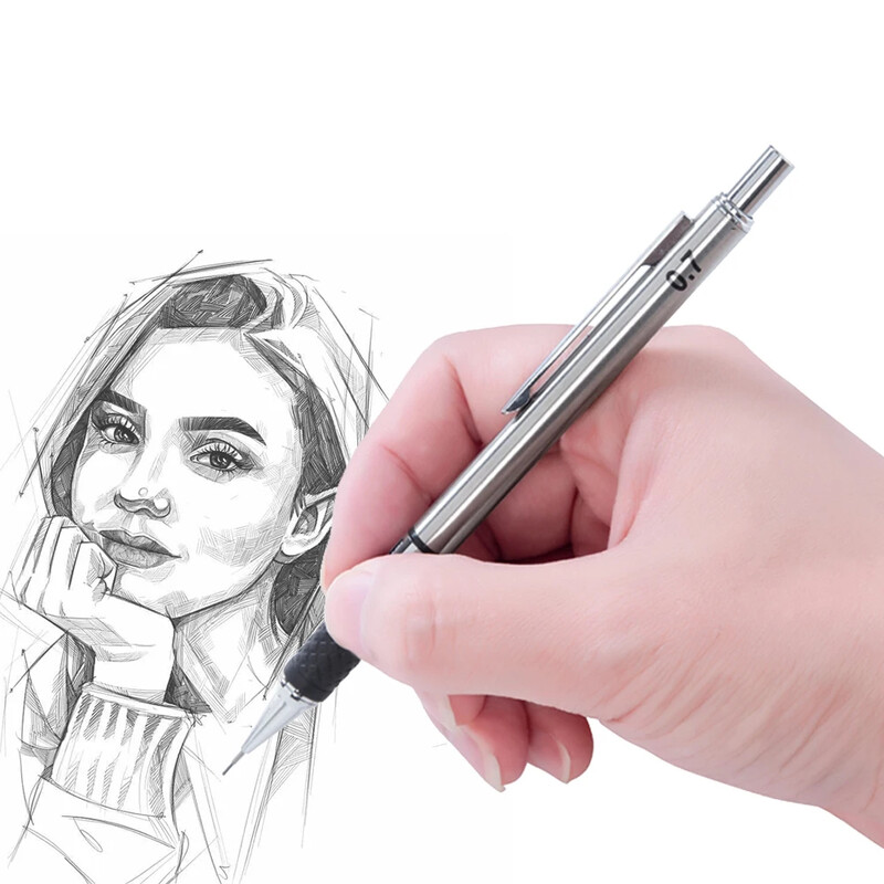 Protuklizna metalna mehanička olovka s mekim držačem i olovkom 0,5/0,7/0,9/2,0 mm automatska olovka za crtanje, skiciranje, pribor za pisanje