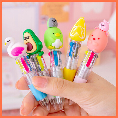 5 vnt / partijos Kawaii 4 spalvų Tušinukas Mini ištraukiamas daugiaspalvis rašiklis mielas mergaitės Vaikams mokyklinės raštinės reikmenys Biuro reikmenys Dovana