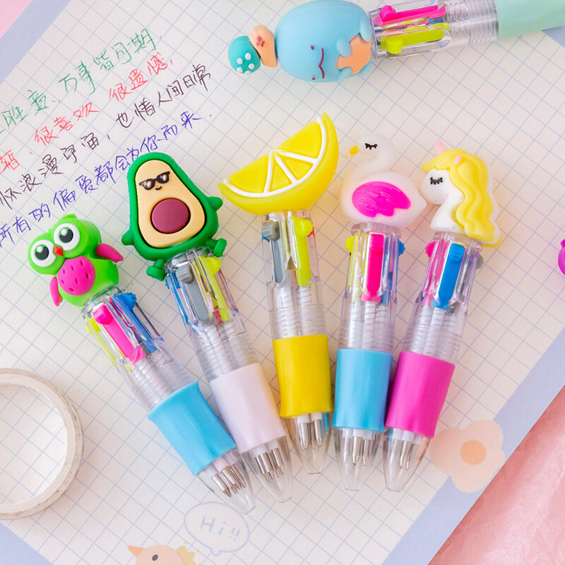 5 бр./лот Kawaii 4 цвята химикалка мини прибираща се многоцветна писалка сладки момичета деца училищни канцеларски материали офис консумативи подарък