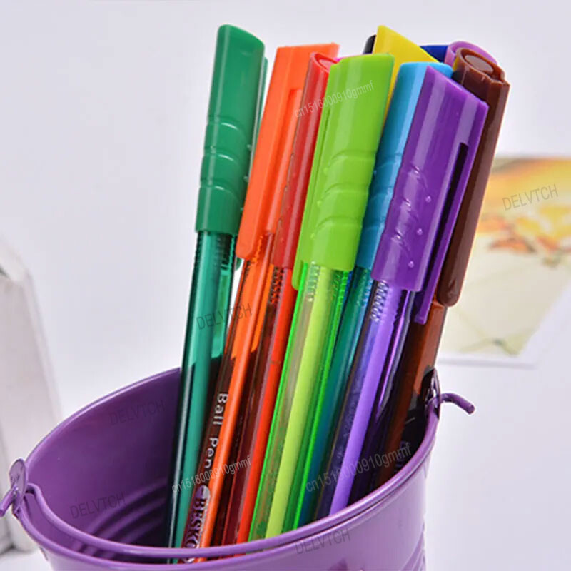 DELVTCH 12Pcs Set boja Kemijska olovka s vrhom od 1,0 mm Uredska kemijska olovka Školski učenici Pisanje Crtanje Pribor za pisanje Pokloni za djecu