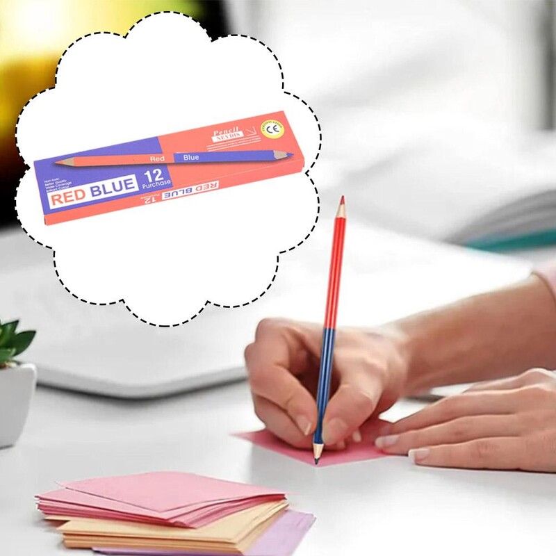 12 kom/kutija Dvostruka olovka u boji crvena i plava dvostruka 2B crtanje olovkom u boji Ček Olovka za radnu oznaku Dopisnica