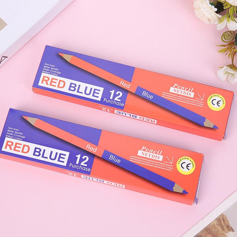 12 kom/kutija Dvostruka olovka u boji crvena i plava dvostruka 2B crtanje olovkom u boji Ček Olovka za radnu oznaku Dopisnica