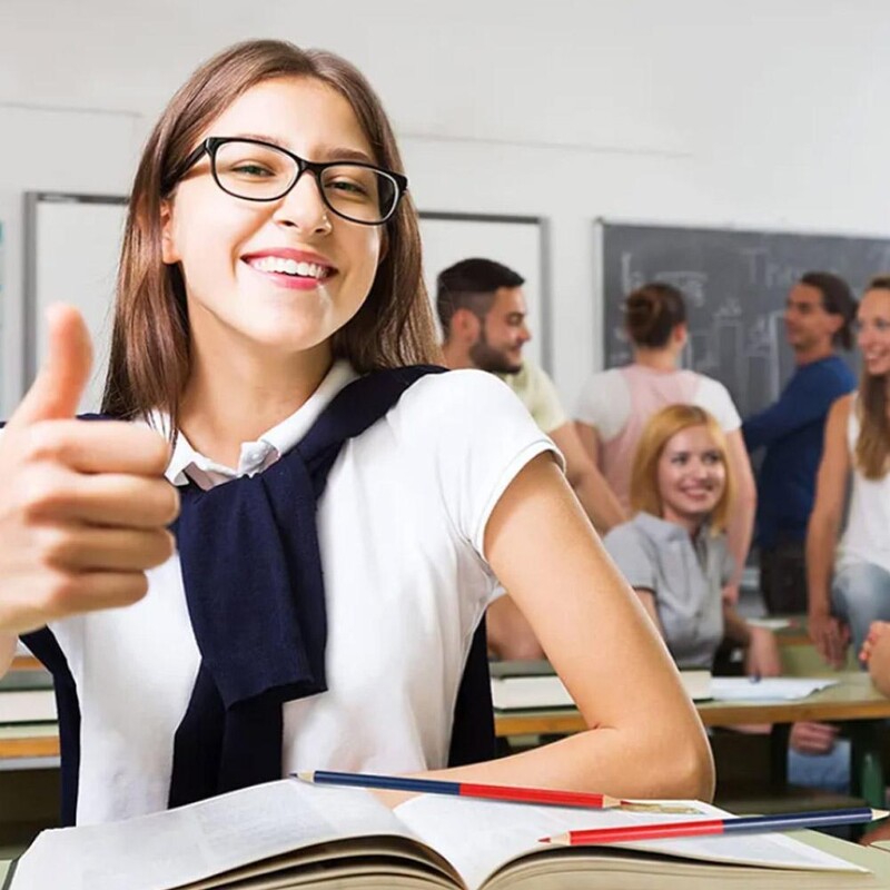 12 kom/kutija Dvostruka olovka u boji crvena i plava dvostruka 2B crtanje olovkom u boji Ček Olovka za radnu oznaku Dopisnica