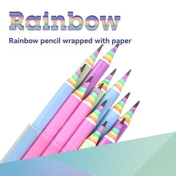 6-8 τμχ/σετ μολύβι Rainbow Paper Pencil HB Φιλικό προς το περιβάλλον για Creative Simplefor Σχολική γραφική ύλη με μολύβι γραφής και ζωγραφικής