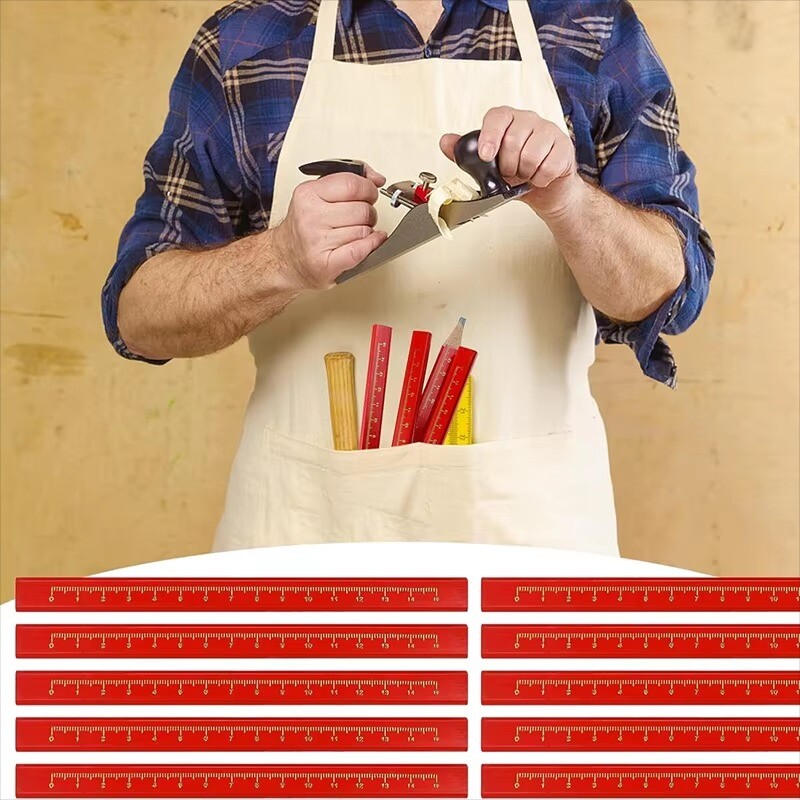 10PCS Olovka za označavanje s ravnom crvenom jezgrom s grubom jezgrom koja se ne može lako slomiti za označavanje linija