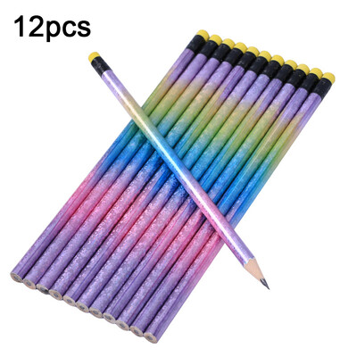 12kom HB olovke u crnom drvenom kućištu, mekane hladne olovke, holografska olovka s gumicom, holografska cijev