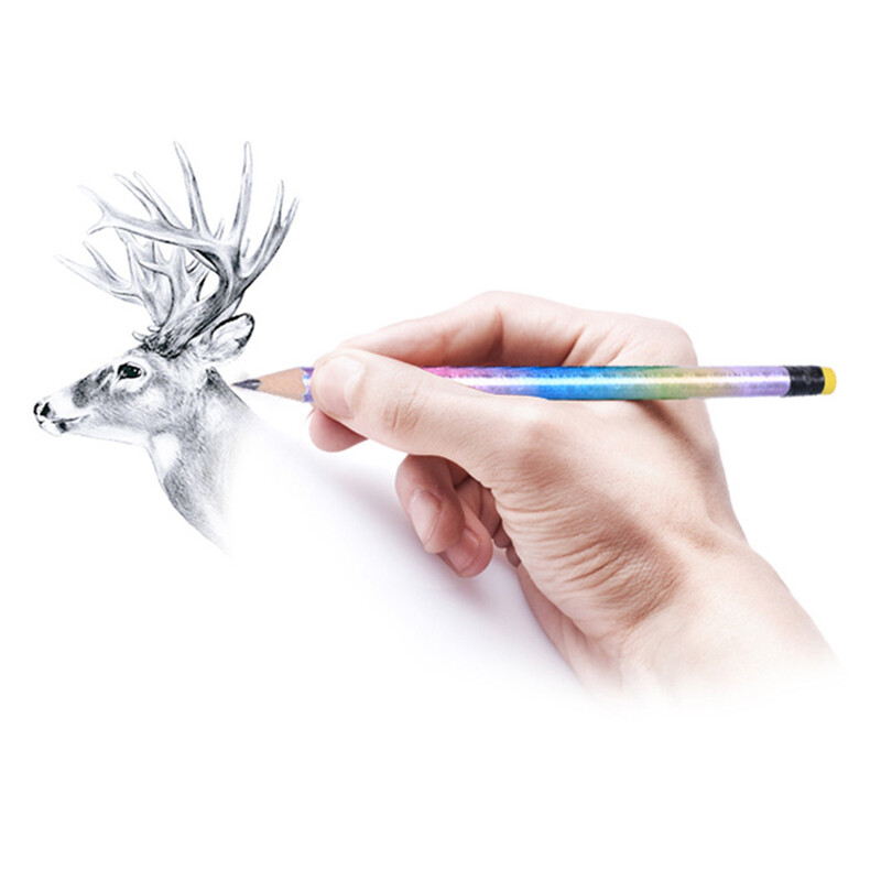 12kom HB olovke u crnom drvenom kućištu, mekane hladne olovke, holografska olovka s gumicom, holografska cijev