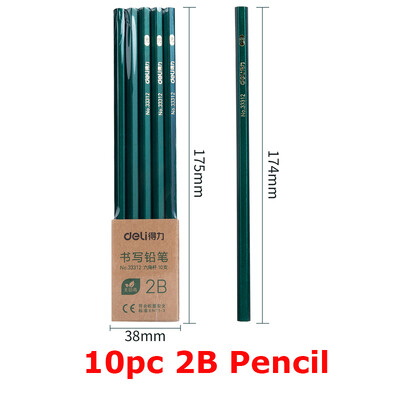 Deli 10 kom/lot Drvena olovka 2B/HB/2H Lapices Crtaće olovke Školske olovke Umjetnički pribor s šiljilom