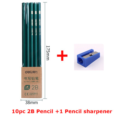 Deli 10 kom/lot Drvena olovka 2B/HB/2H Lapices Crtaće olovke Školske olovke Umjetnički pribor s šiljilom