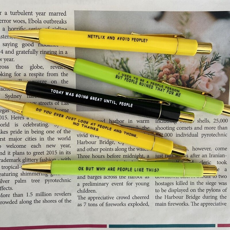 5 pixuri amuzante cu hârtie, culori asortate, pix retractabil, cerneală neagră, 1,0 mm, punct mediu, uscare rapidă pentru instrument de scris