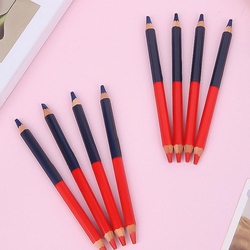 12 бр. Червени и сини двустранни цветни моливи Медицинска научна лаборатория Конструиране на чертежи Маркировка за обработка на дърво Канцеларски материали