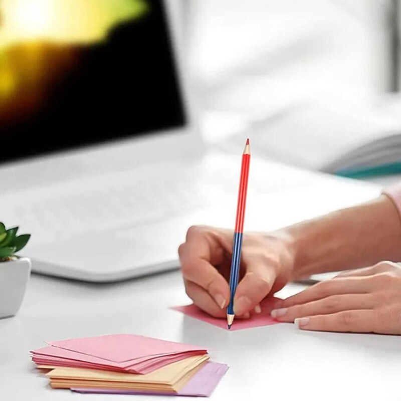 12 бр. Червени и сини двустранни цветни моливи Медицинска научна лаборатория Конструиране на чертежи Маркировка за обработка на дърво Канцеларски материали