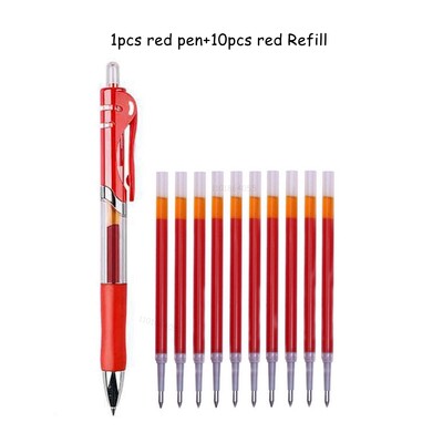 Komplet gel olovki na uvlačenje, 0,5 mm, crna, plava, crvena, kemijska olovka s punjenjem, školski uredski pribor, pisaći materijal s potpisom